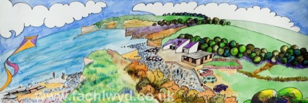 Painting of Col Huw Point by artist Martin Kaye