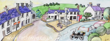 The Square LLantwit Major Painting by Martin Kaye