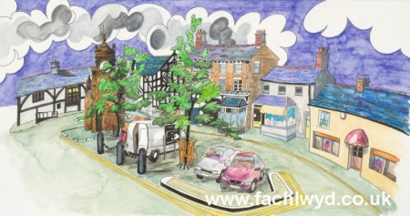 Painting of St Peter's Square, Ruthin by artist Martin Kaye