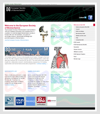 Screenshot of the European Society of Biomechanics website in 2012.